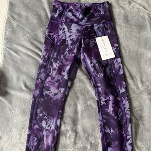 purple floral design athena capri leggings